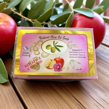 Natural Olive Oil Soap with Red Apple & Orchid