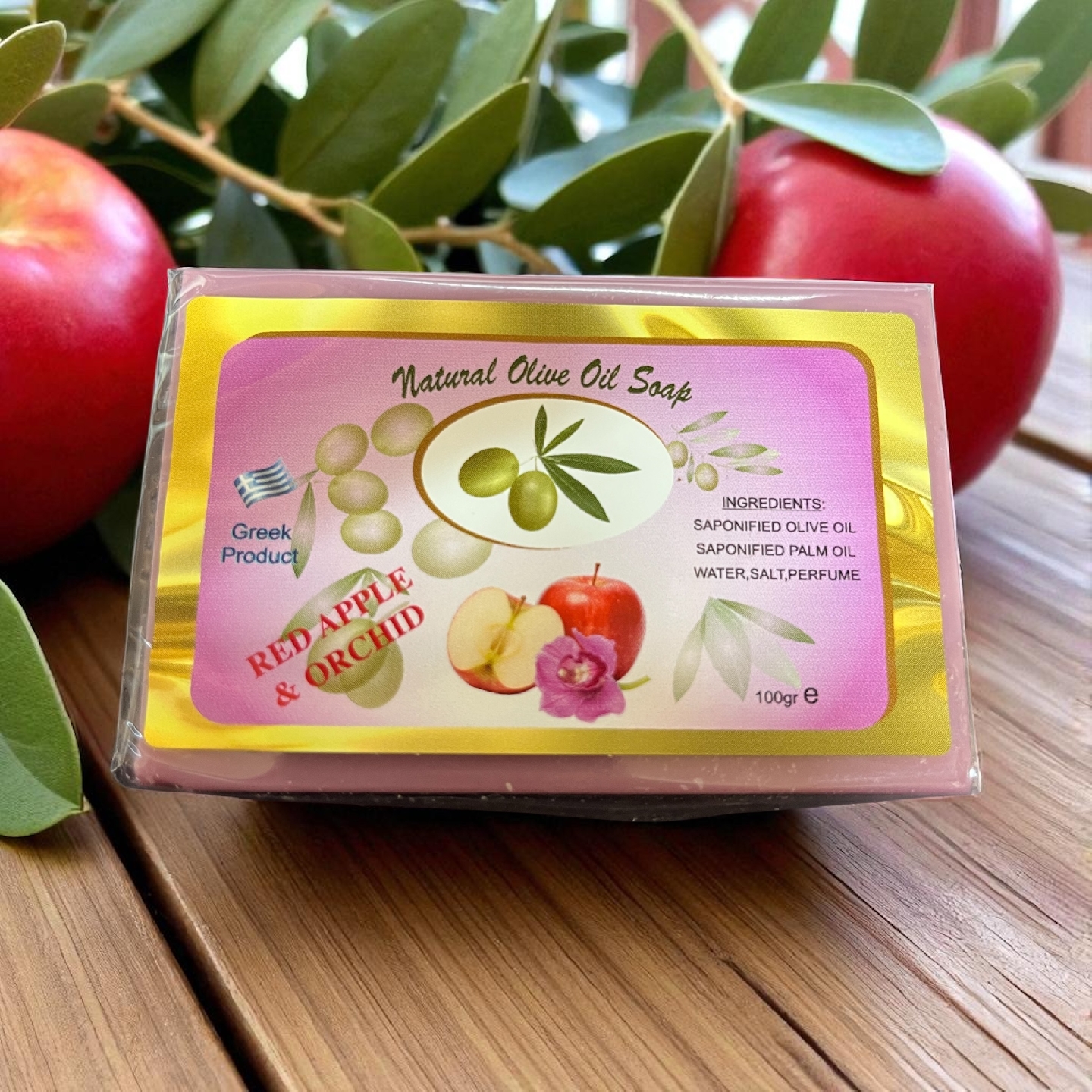 Natural Olive Oil Soap with Red Apple & Orchid