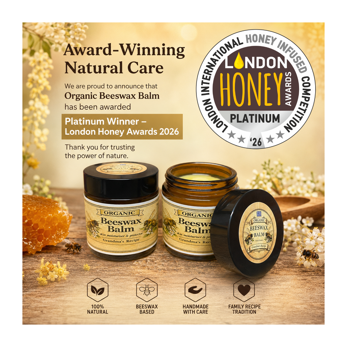 Platinum Award-Winning Organic St. John’s Wort Beeswax Balm (Buy 2, Get 1 FREE Celebration Sale)