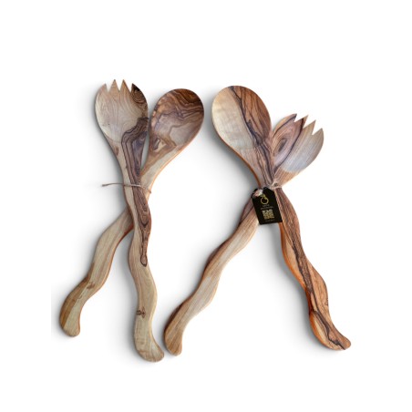 Olive Wood Snake Utensils