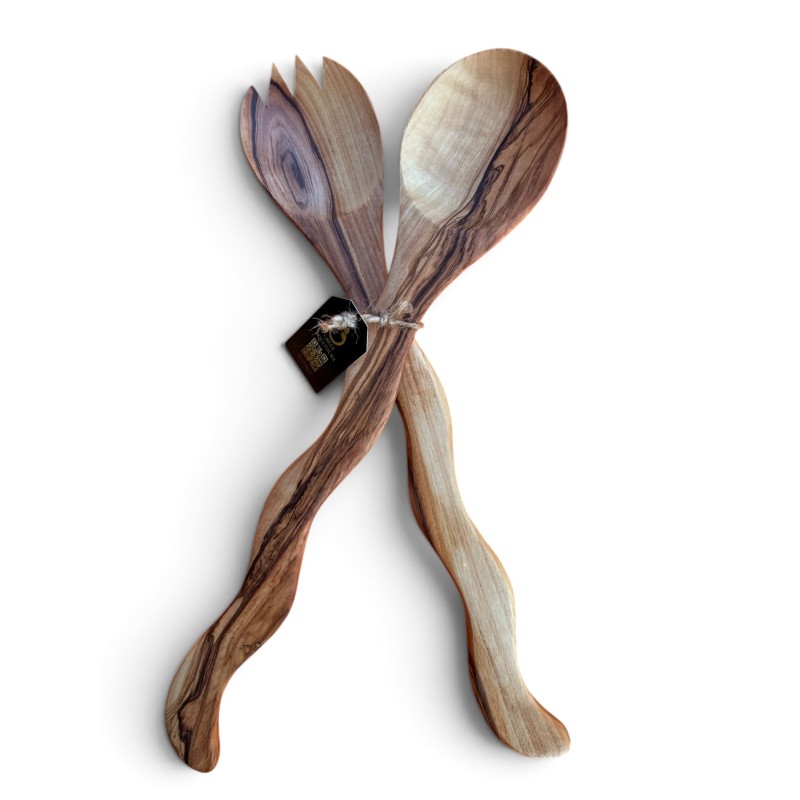 Olive Wood Snake Utensils