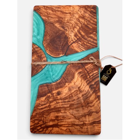 Resin Serving Board - Olive Wood & Turquoise River Board|Olive Wood