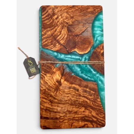 Resin Serving Board - Olive Wood & Turquoise River Board|Olive Wood