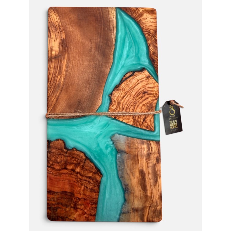 Resin Serving Board - Olive Wood & Turquoise River Board|Olive Wood