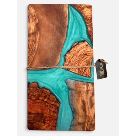 Resin Serving Board - Olive Wood & Turquoise River Board|Olive Wood